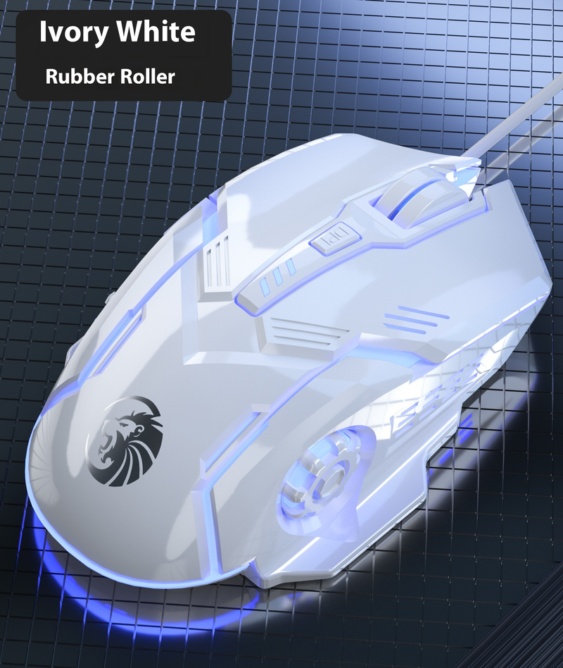 Ratón con cable para juegos y oficina: 3200 DPI, 6 botones programables, diseño ergonómico, iluminación RGB (negro, blanco y rosa)_voghion.com