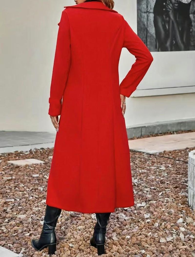Women's Double-Breasted Wool Blend Trench Coat – Slim Fit Long Coat With Belt, Elegant Fall Winter Jacket For Women_voghion.com