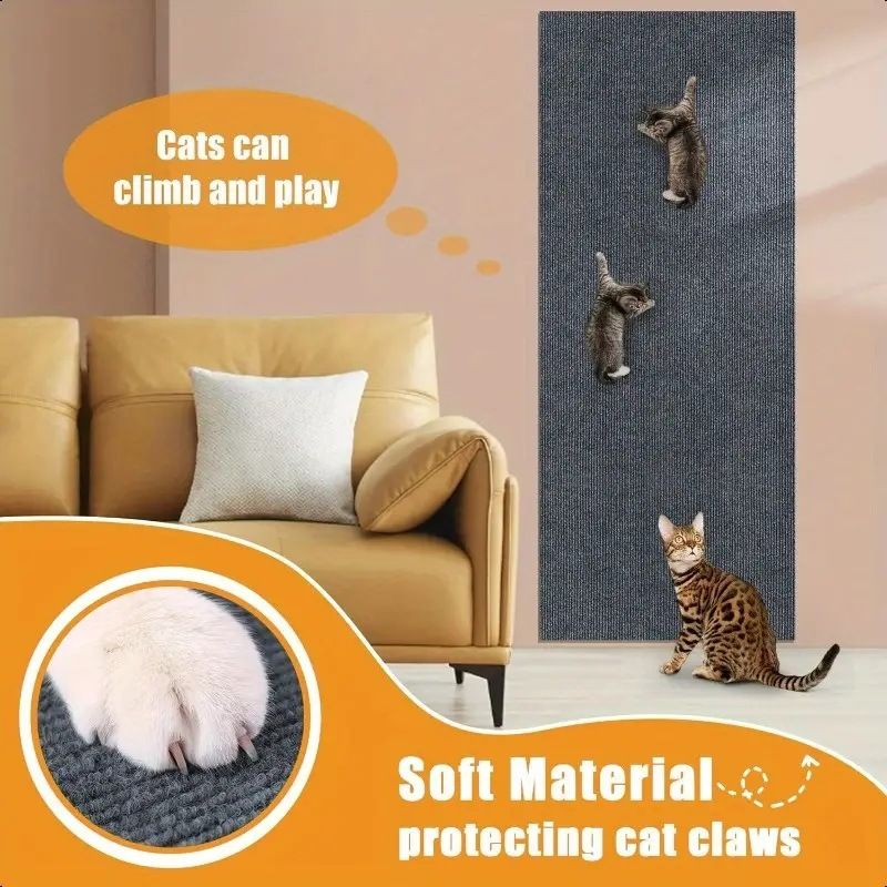 Protector de sofá antiarañazos, autoadhesivo, recortable, para muebles, resistente al desgaste, adhesivo protector de pared con diseño de gato_voghion.com