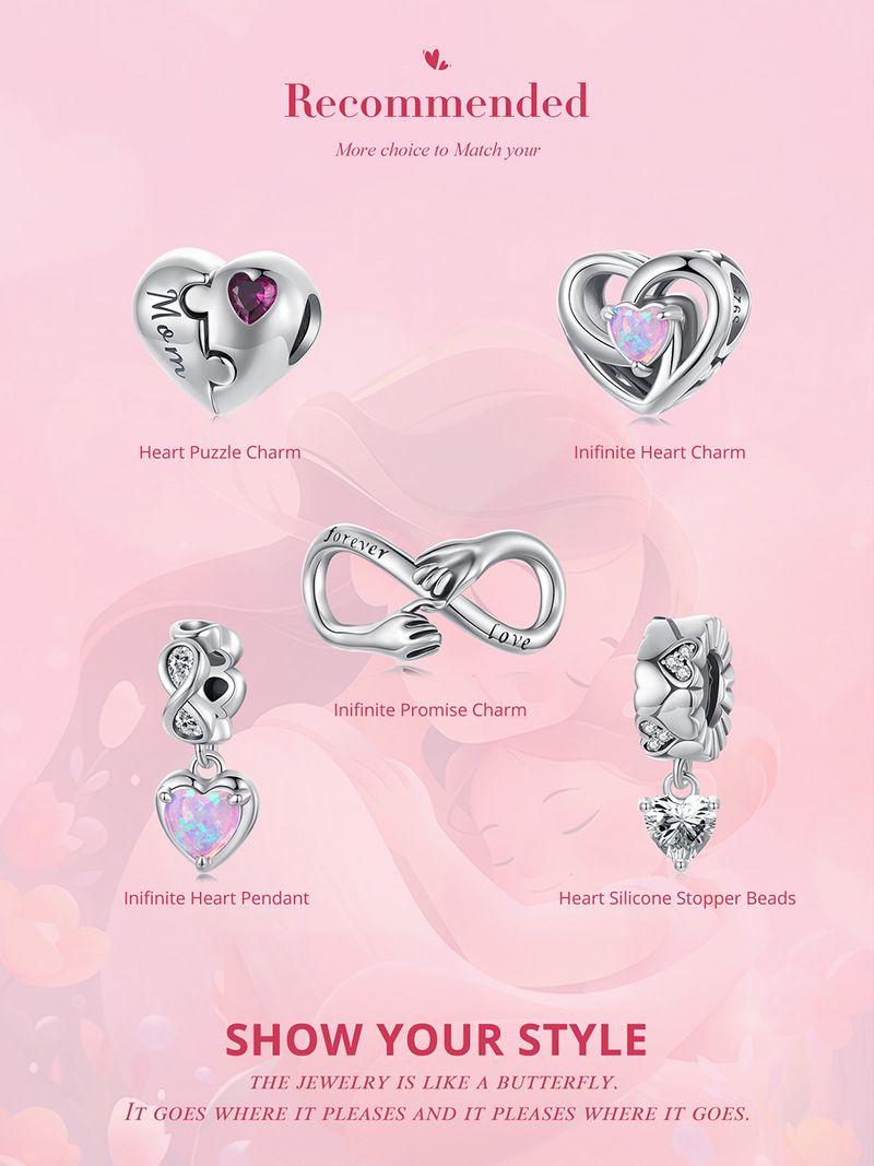 Heart Puzzle Charm Sterling Silver Charm,BSC1113_voghion.com