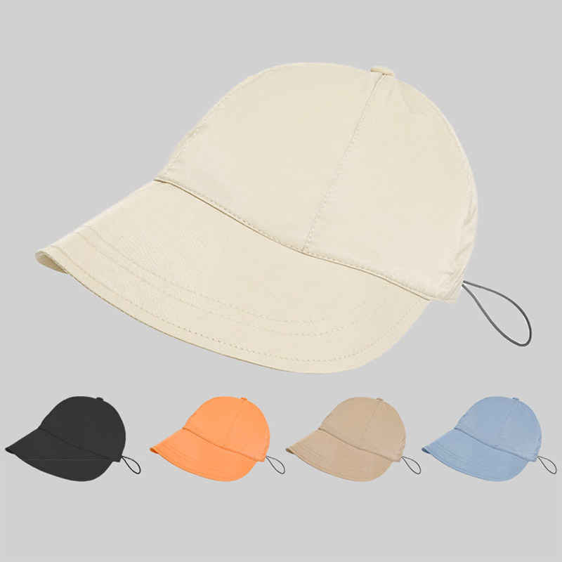 Cappellini estivi pieghevoli a tesa larga con coulisse regolabili per uomo Donna Cappelli da spiaggia all'aperto Visiere ad asciugatura rapida_voghion.com