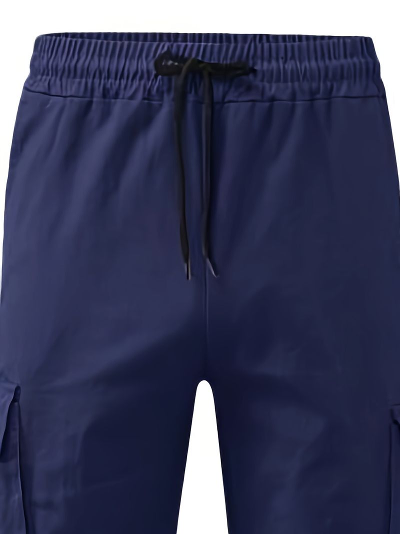 Ropa de Hombre Exclusivamente Pantalones de Trabajo Deportivos para Hombre Color Sólido Cordón Multibolsillos_voghion.com