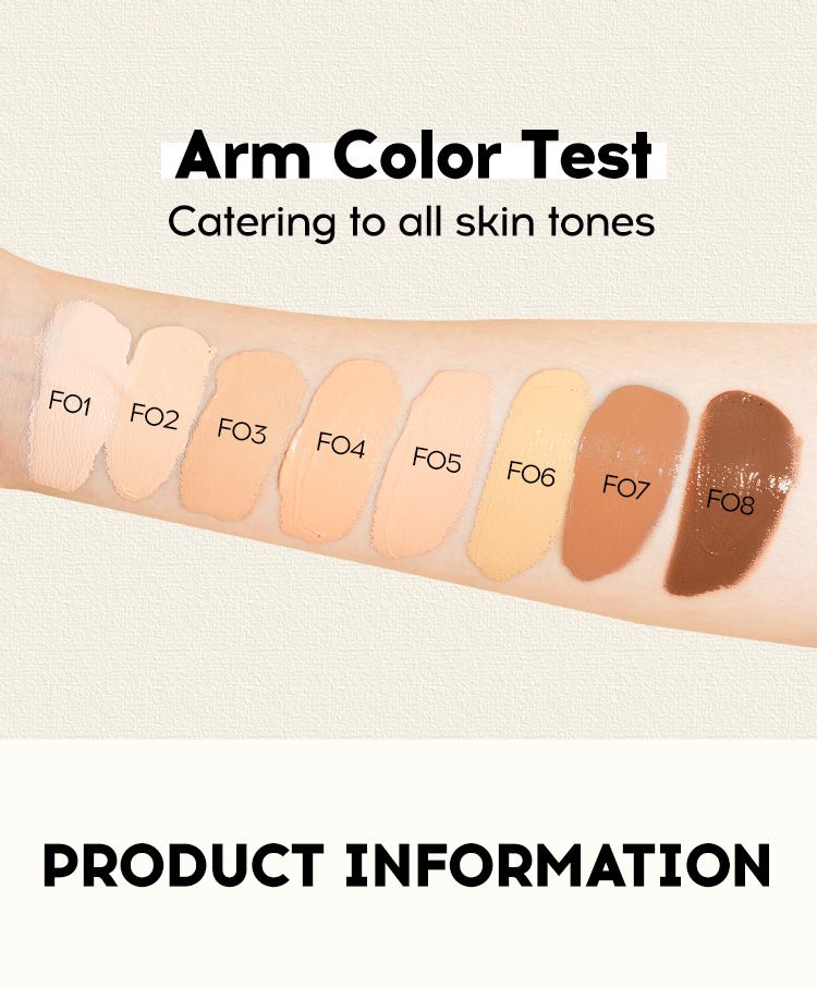 Podkład w płynie MLSMILE Concealer Liquid Foundation Matte Light And Thin, który poprawia wygląd twarzy, rozjaśnia i stanowi bazę dla 8 kolorów podkładu w kremie Nude Makeup_voghion.com