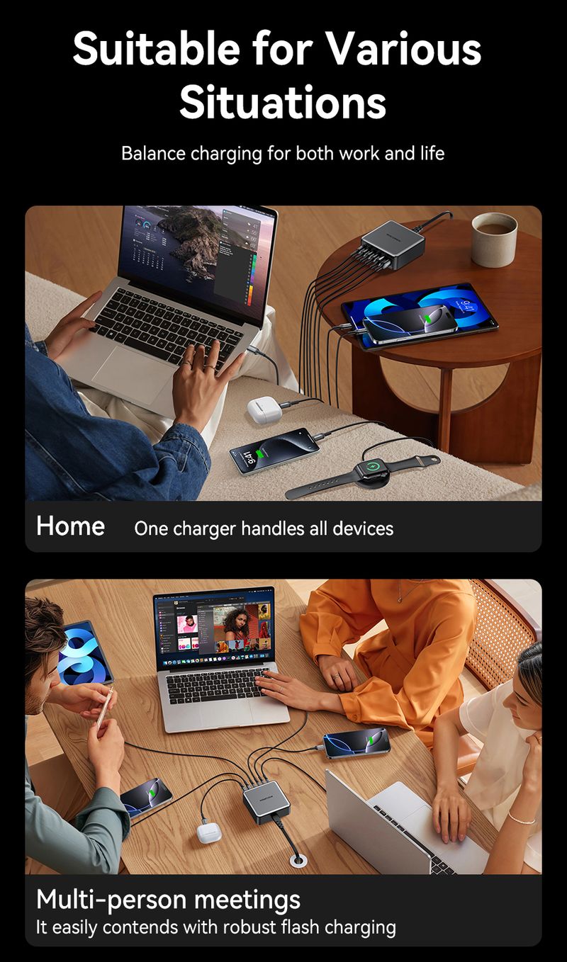 200W GaN PD Fast Charging USB Type C Charger 270W 6 In 1 USBC Power Station For IPhone 16 15 Pro Max Xiaomi 14_voghion.com