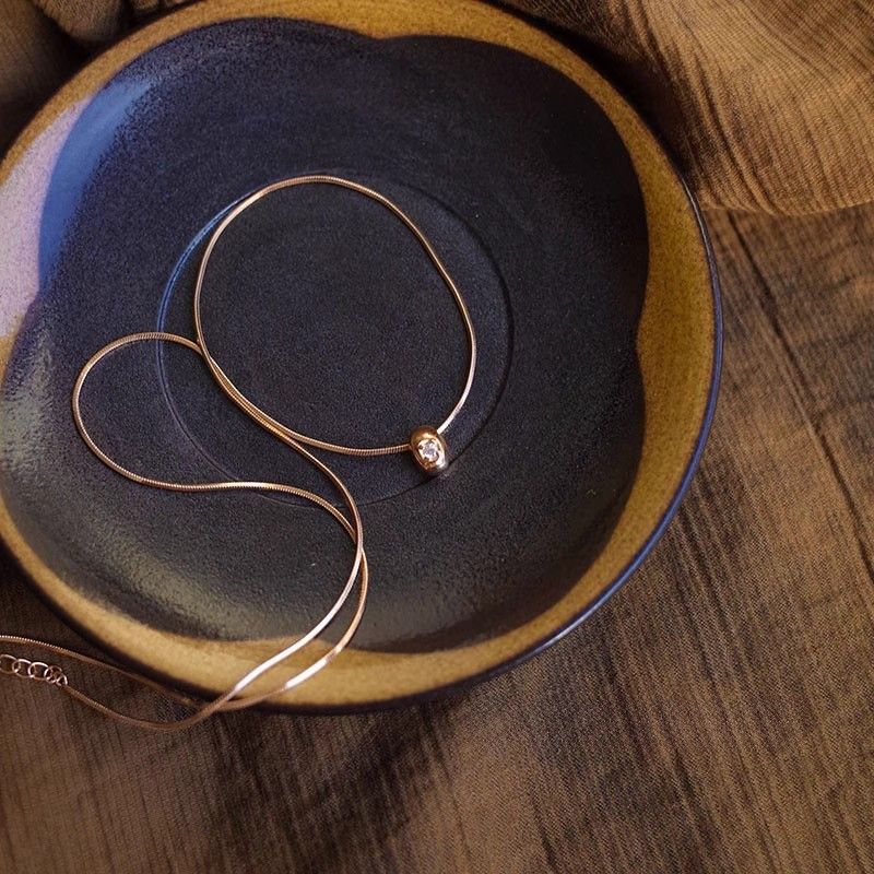 Collana con berretto geometrico minimalista da donna in argento sterling S925, semplice, di alta qualità, versatile, con catena per clavicola, all'ingrosso_voghion.com