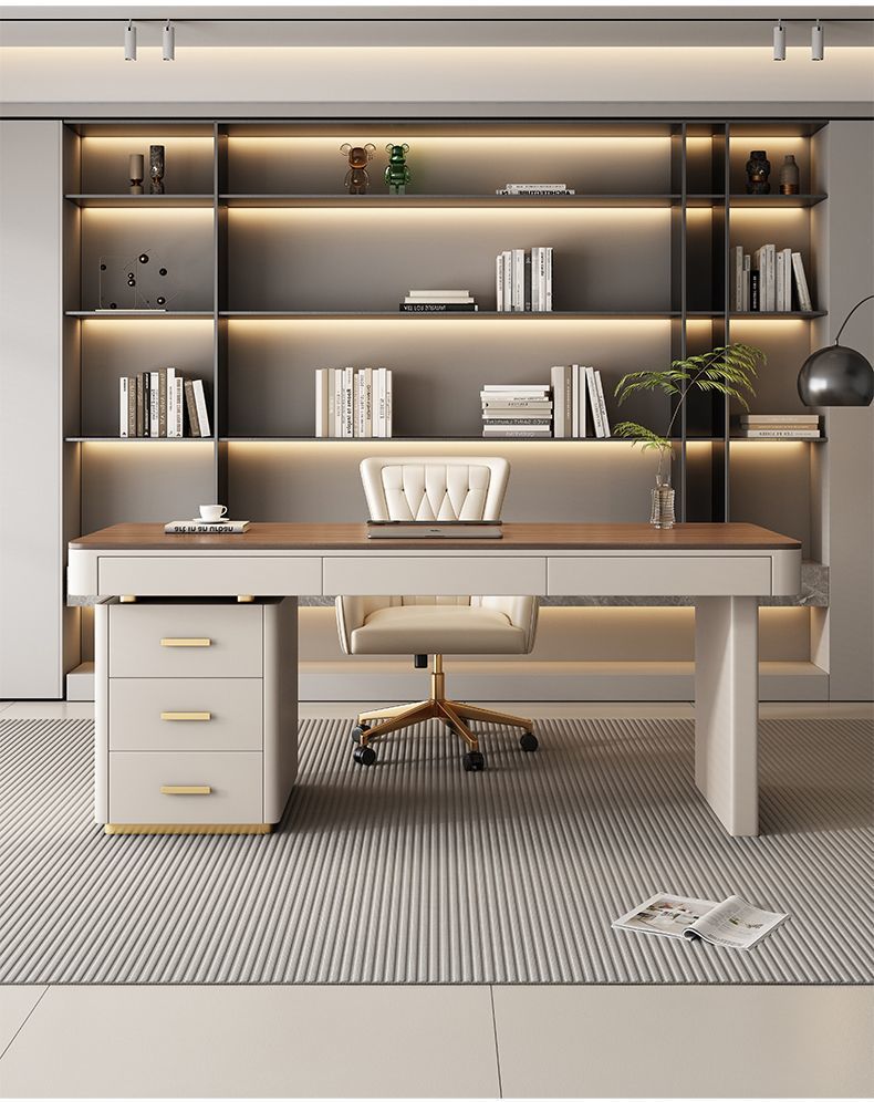 Nogueira Madeira Maciça Leve Luxo Moderno Minimalista Sensação de Alta Qualidade Casa Estudo Sala de Estar Computador Estação de Trabalho Mesa de Escritório_voghion.com