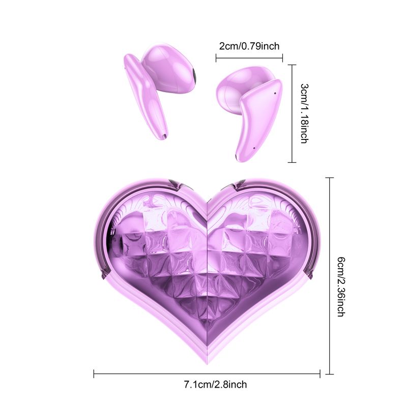 New Private Model Transformable Heart-shaped Bluetooth Earphones In-ear Wireless Noise-cancelling Cute Girls Rotating_voghion.com