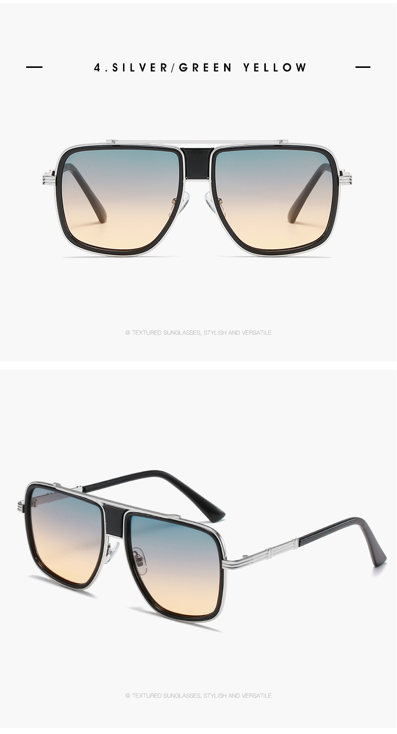 Occhiali da sole con occhiali da sole in metallo sfumato al tramonto con montatura quadrata di grandi dimensioni per uomo e donna Occhiali con protezione UV all'ingrosso_voghion.com