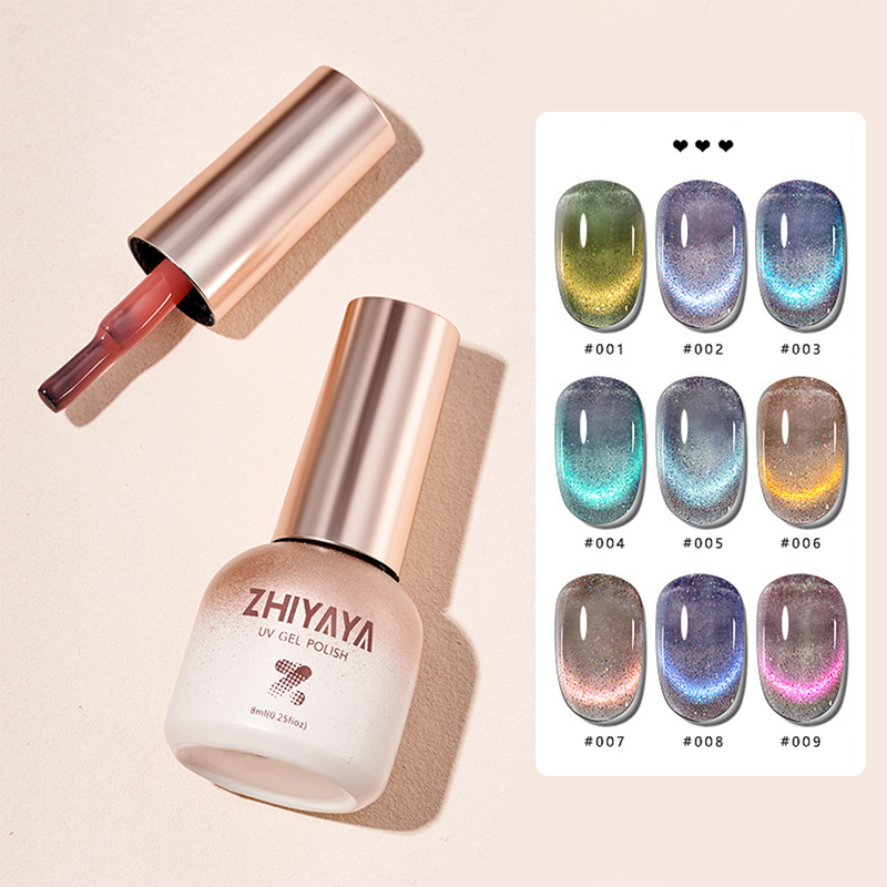 9D Flash Cat magnetisches Nagelgel holografischer semi-permanenter dynamischer Reflexions-Flash-Soap-Flash-Nagellack_voghion.com