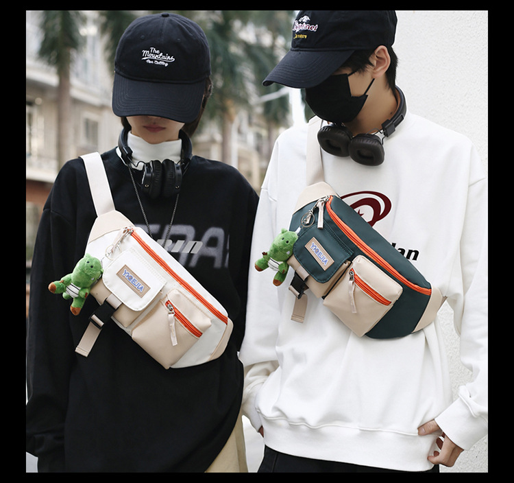 Autumn and winter new men's chest bag, color-blocked fashion student lightweight crossbody bag, Ruiying outdoor sports belt bag_voghion.com