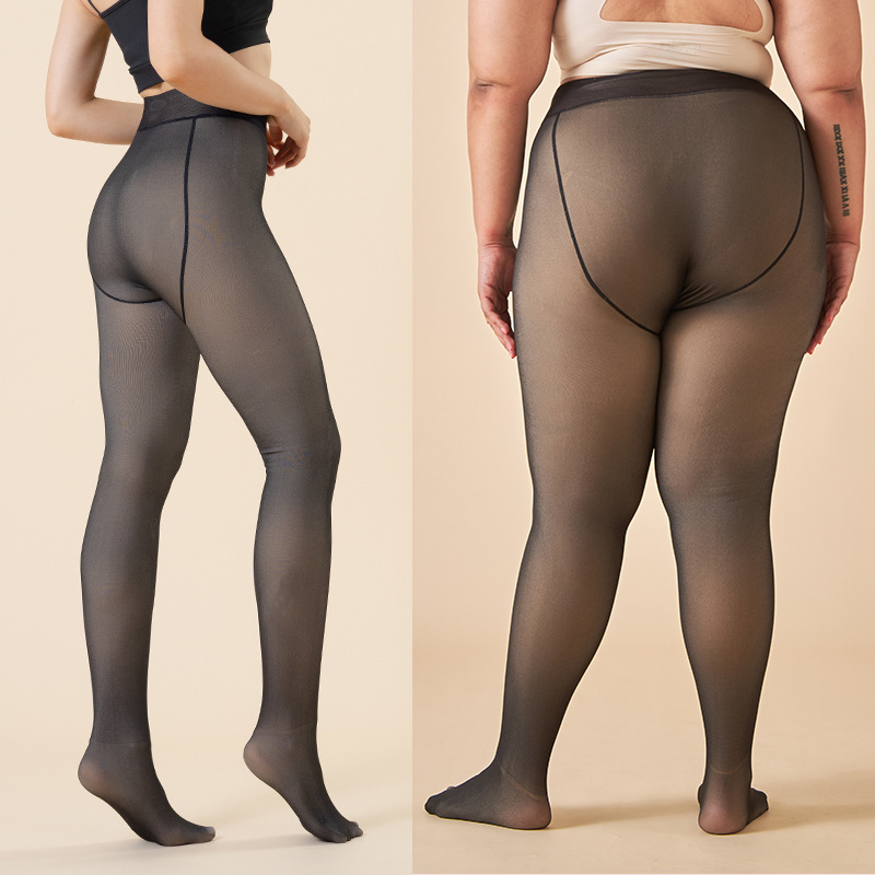 Abbigliamento da donna Pelle nera trasparente Leggings trasparenti Calze da hostess Più pantaloni di velluto Gambe nude Abbigliamento esterno femminile autunno e inverno_voghion.com