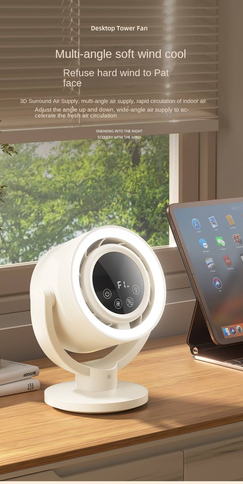 Ventilateur mobile Huaxing F168 (commande vocale Bluetooth) pour véhicule_voghion.com