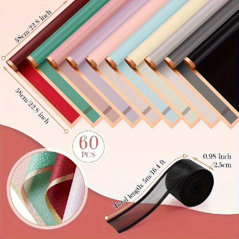 Golden Border Rose Korean Style Semi Transparent Gift Packaging Flower Shop Bouquet Packaging Materials, Bouquet Supplies, Flower Wrapping Paper_voghion.com