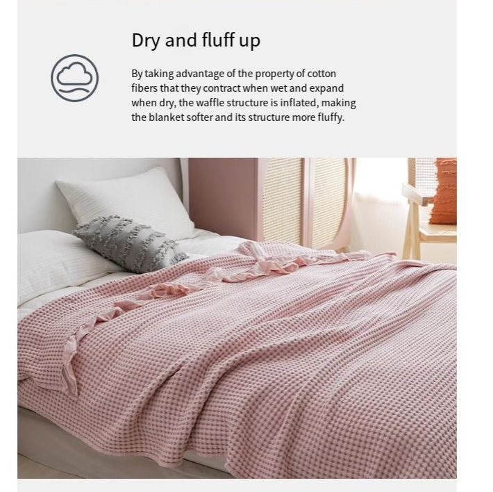Pure Cotton Waffle Thick Blanket Towel Blanket Nap Blanket Student Office Sofa Blanket Cover Blanket_voghion.com