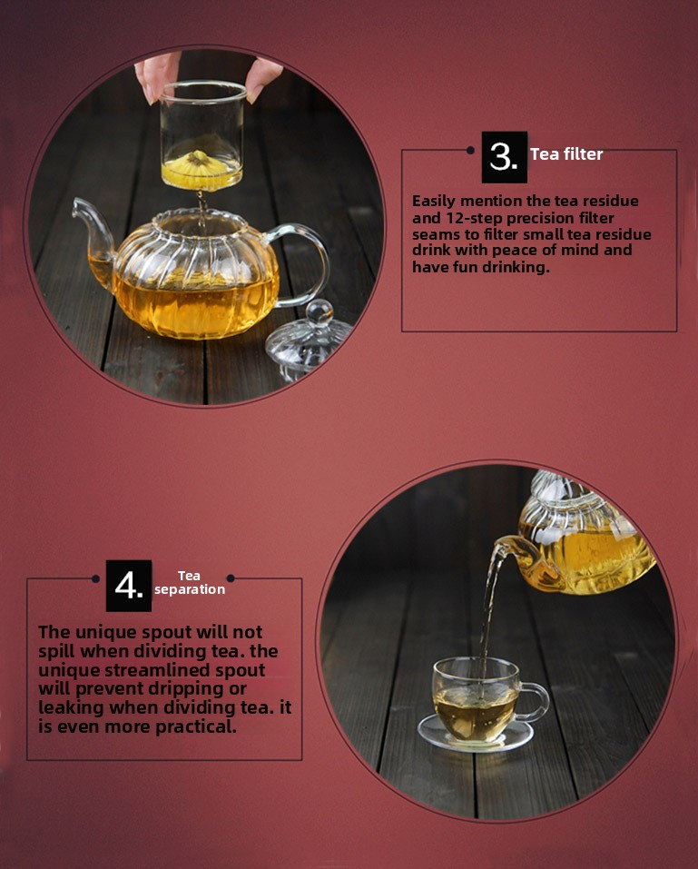 Hittebestendige glazen theepot met warmhoudelement - Verdikte transparante bloementheepot voor kruiden- en bloementhee (geschikt voor gebruik op het fornuis, klassiek pompoenontwerp)_voghion.com