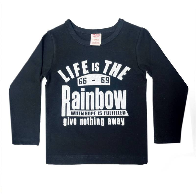 Kinder-T-Shirt mit langen Ärmeln aus 100 % Baumwolle mit Vintage-Buchstabendruck, weich, dehnbar, Unisex, lässig, für Jungen und Mädchen (Schwarz, Rosarot) – Größen 90–150 cm_voghion.com