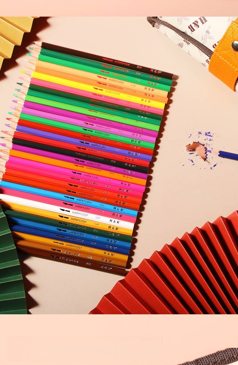 H&B 72-Color Water-Soluble Colored Pencils Set, Chinese Style Wooden Case, Soft HB Core For Drawing, Sketching & Painting_voghion.com