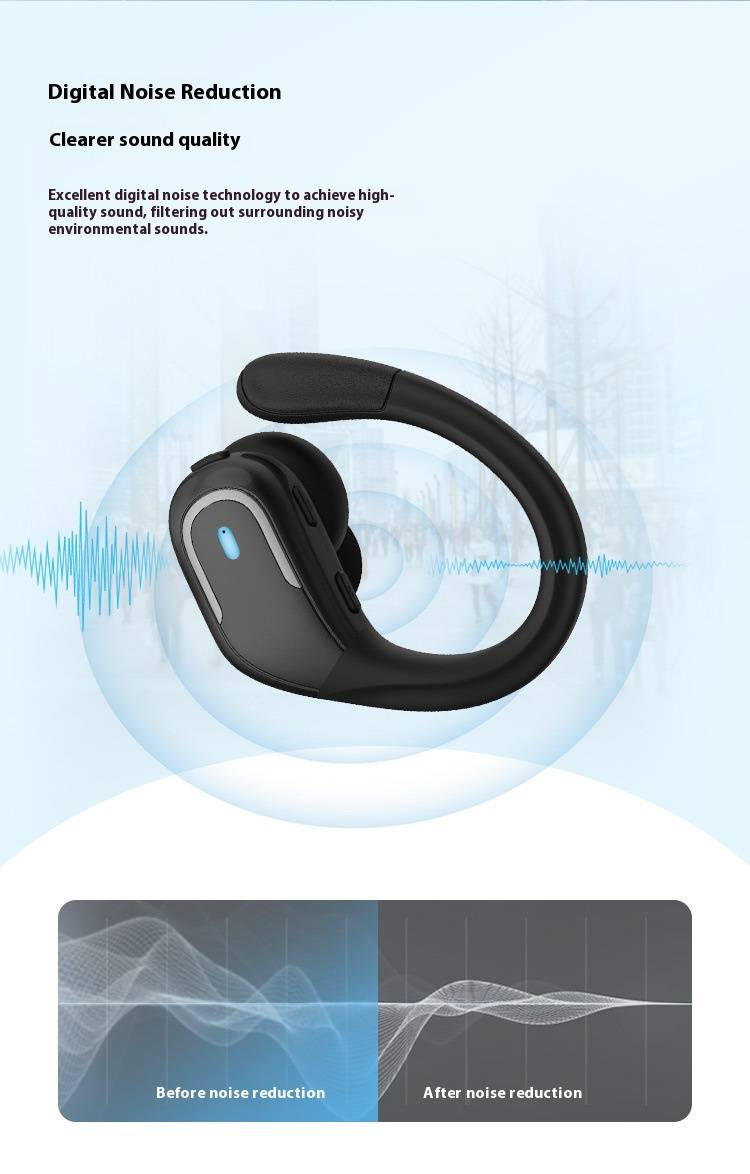Draadloze Bluetooth-oordopjes met oorhaak, ruisonderdrukking, IPX5-waterdicht, 8 uur speeltijd, lage latentie voor gamen/sporten, NFC en spraakbesturing_voghion.com