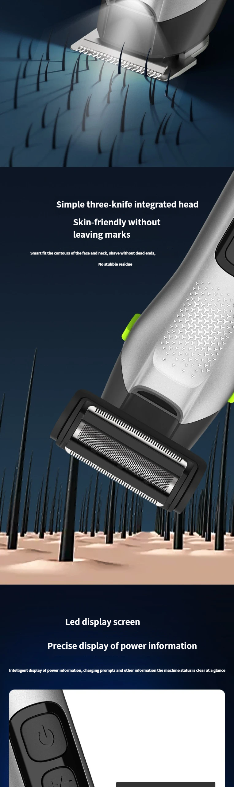 Tagliacapelli elettrico da uomo 5 in 1, tagliacapelli elettrico completamente impermeabile, tagliacapelli per il naso, rasoio e set da barba con luce_voghion.com