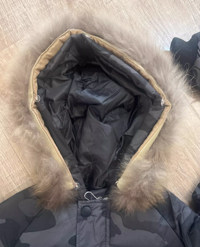 Kids' China Map Hooded Puffer Coat - Long-Length Winter Jacket With Faux Fur Trim, Thermal Outerwear For Boys & Girls_voghion.com