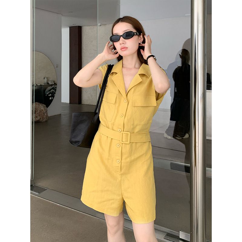 Geeignet für alle Jahreszeiten THE MIND Tencel Leinen Short 2025 Sommer Neuer Overall im koreanischen Stil mit weitem Bein T5097X_voghion.com