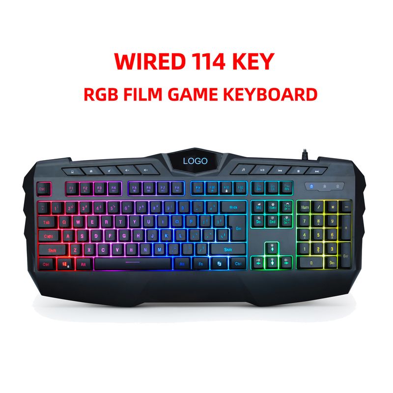 New 114 key wired mechanical touch film with RGB backlight and multimedia gaming computer keyboard_voghion.com
