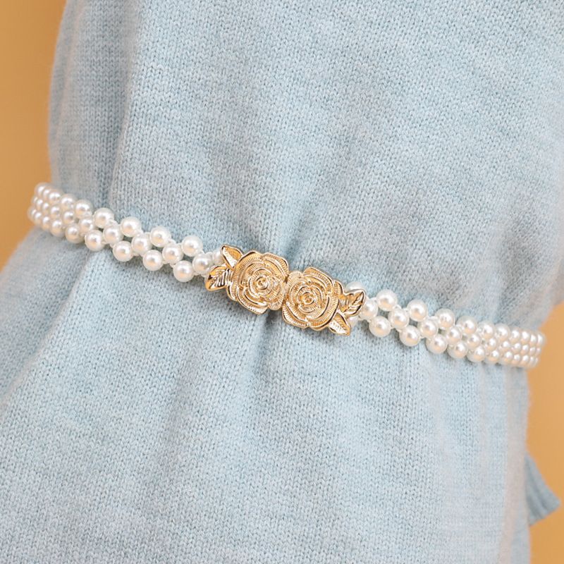 Perla per donna, stile coreano, catena decorativa di alta qualità per la vita, cintura elastica versatile per camicia_voghion.com