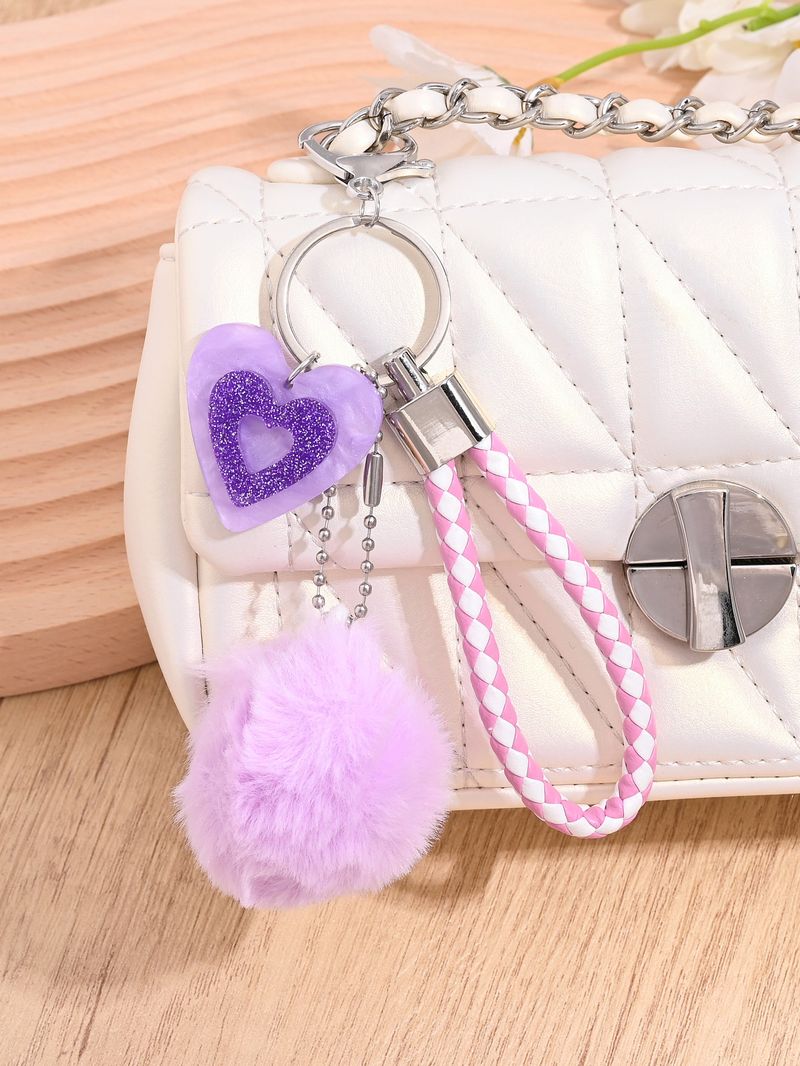 Plüsch Ball Herz Anhänger süße Tasche Schlüsselanhänger Anti-Lost Schlüsselanhänger kleines Geschenk_voghion.com