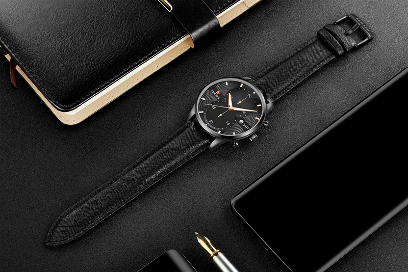 REWARD83003 Men's Waterproof Quartz Calendar Business Belt Watch_voghion.com