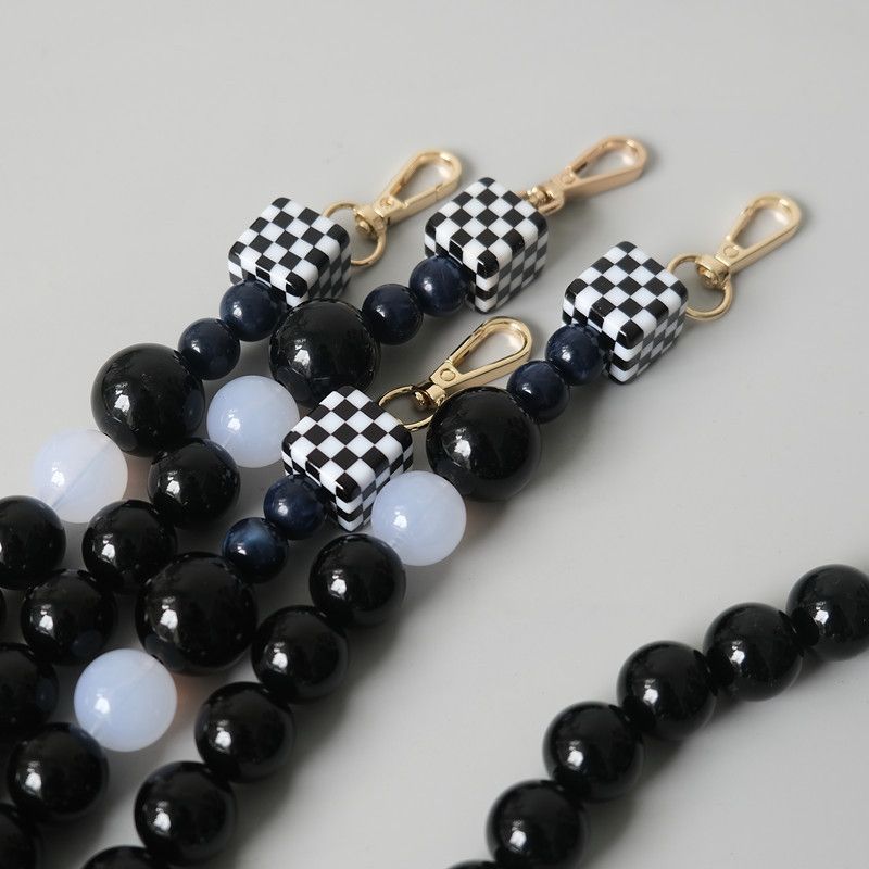 Mode Vintage Handgemaakte Kleur-Block Zwarte Hars Tas Handheld Acryl Kralenketting_voghion.com