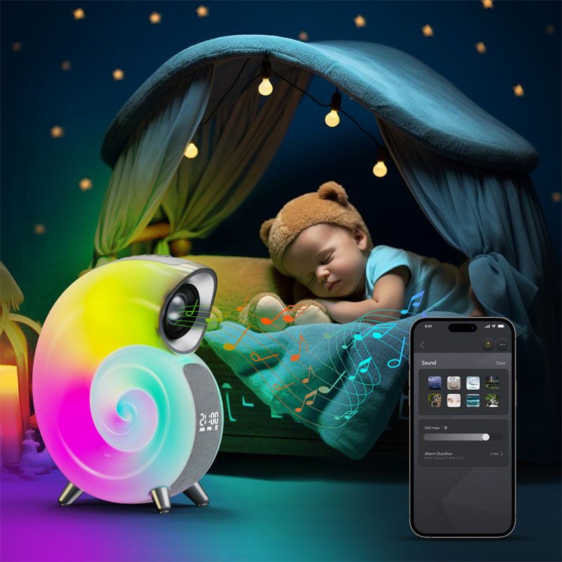 Nuova funzione Conch Voice Ai Musica Luce Smart Bluetooth Audio APP Controllo Luce di sveglia Sonno Rumore bianco_voghion.com