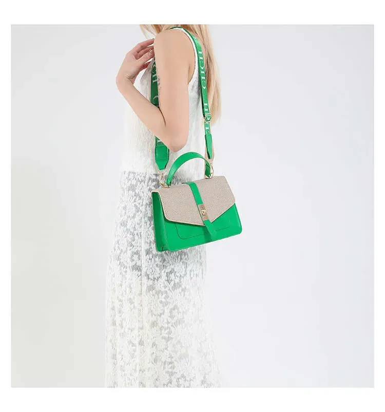 Borsa a tracolla casual piccola quadrata, elegante, con tracolla a tinta unita, tempestata di diamanti, nuova primavera_voghion.com