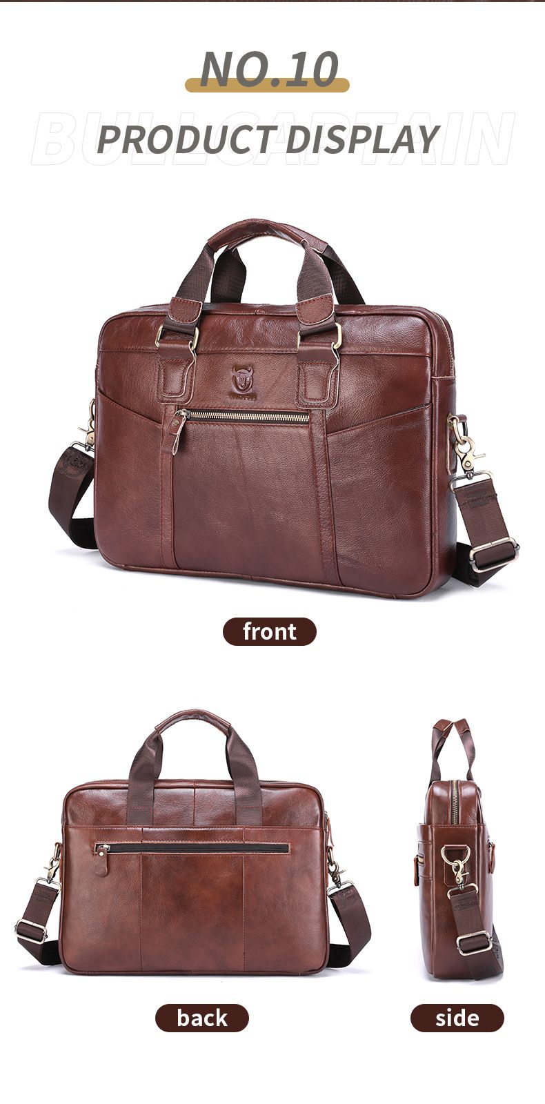 Captain Niu Leather Borsa da lavoro retrò con tracolla monospalla in pelle bovina con strato superiore per laptop di grande capacità_voghion.com