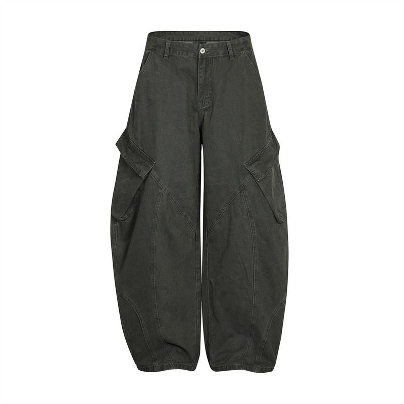 Jeans cargo multitasche da uomo, stile punk, casual, destrutturati, con design diviso e silhouette a scimitarra_voghion.com