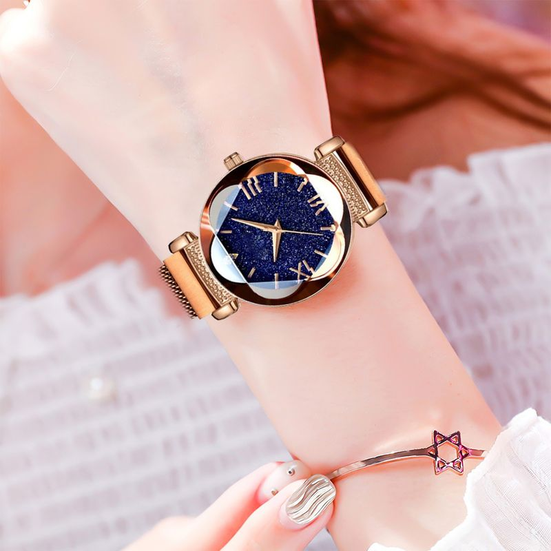 Yamaler Starry Sky Watch magnetilise rihmaga ümmarguse numbriga naistele mõeldud kvartskäekell kohtinguteks_voghion.com
