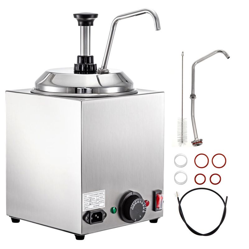 VEVOR Cheese Dispenser with Pump, 2.6Qt Capacity Nacho Cheese Warmer with Pump, 650W Hot Fudge Warmer, Stainless Steel Hot Cheese Dispenser for Hot Fu_voghion.com