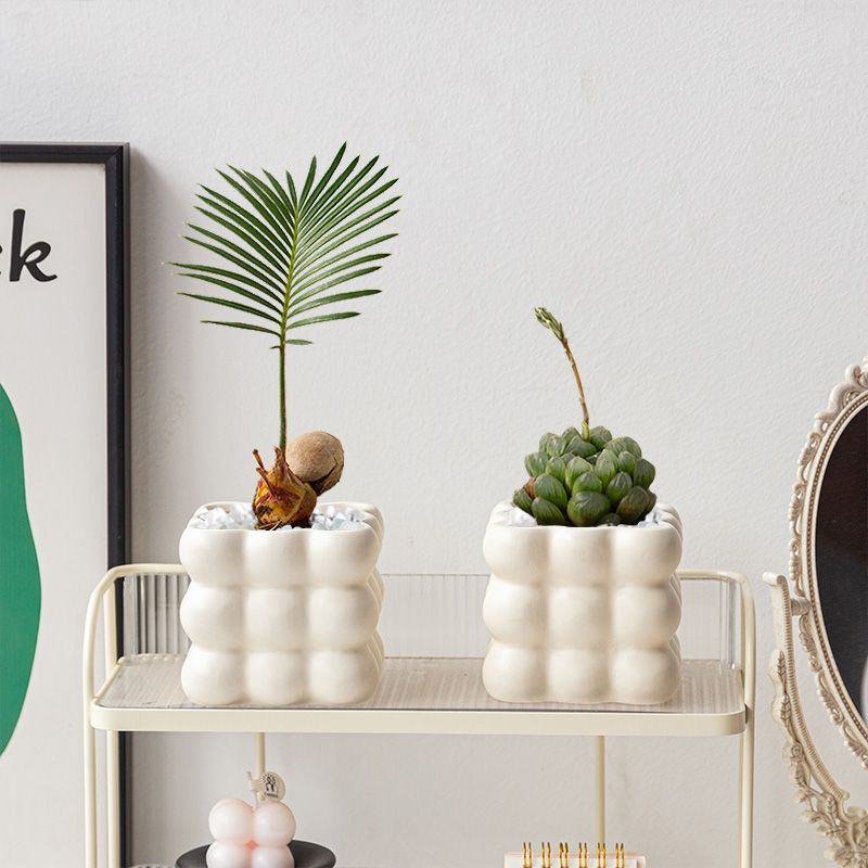 Ceramiczna doniczka 15 cm - doniczka na sukulenty do wnętrz, nowoczesna, z otworem drenażowym, w stylu terakoty_voghion.com