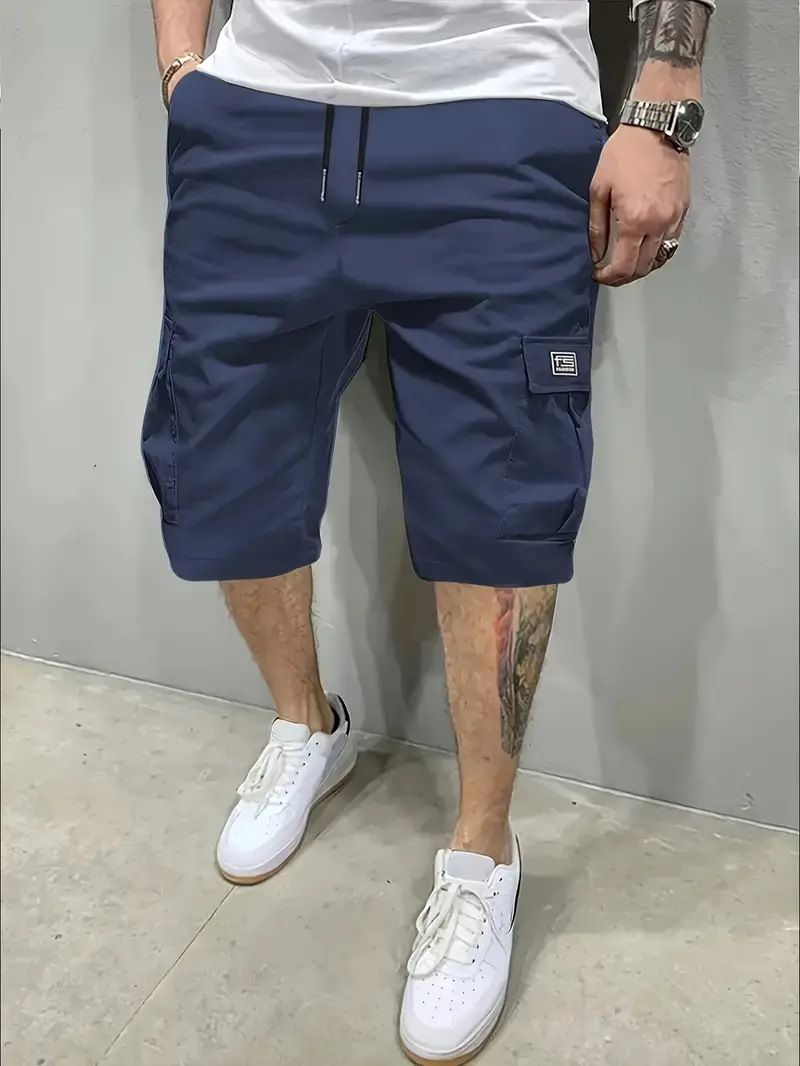 Top Cross Border Europäische Größe Arbeitsshorts Herren Sommer Dünne Modemarke Lose Sporthose Lässige Fünf-Punkt-Pferdehose_voghion.com