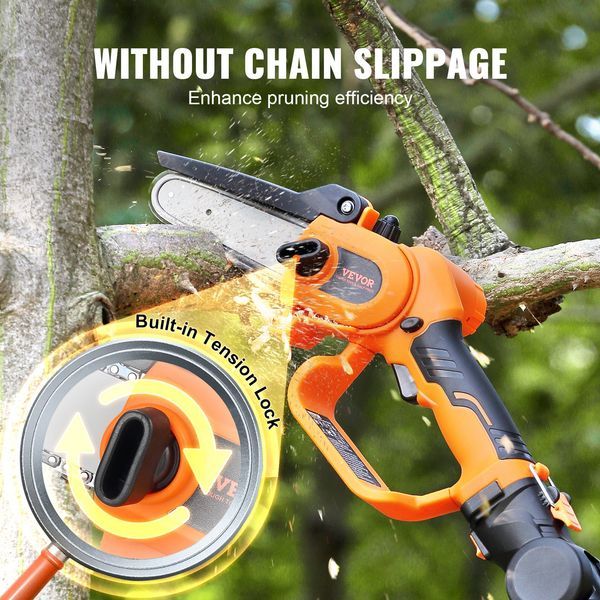 VEVOR 2-in-1 Cordless Pole Saw & Mini Chainsaw, 20V 2Ah Battery Pole Chainsaw, 5' Cutting Capacity 8 Ft Reach Pole Saw For Branch Cutting &_voghion.com