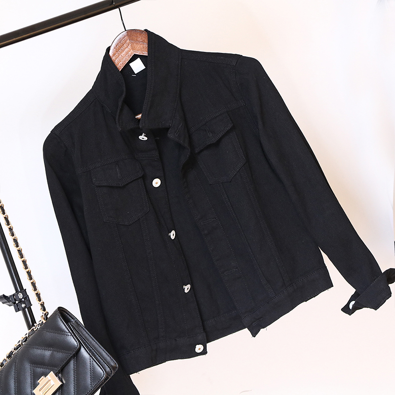 Nuova giacca di jeans da donna primavera e autunno 2022 giacca di jeans corta casual da donna versione coreana giacca di colore solido_voghion.com