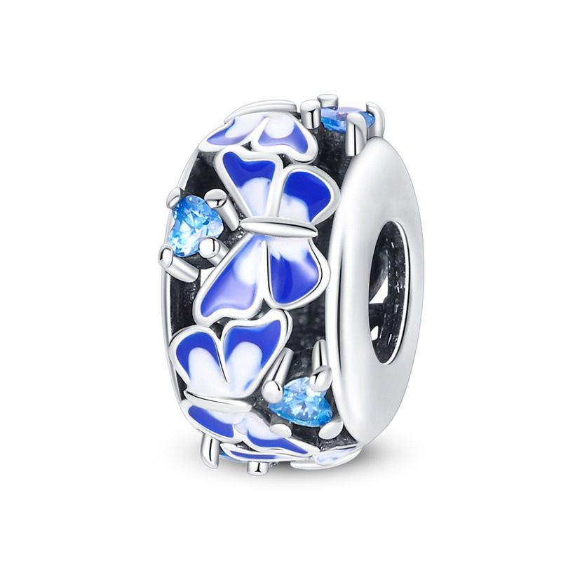 Damenschmuck, verkupfert, 925er Silber, Perlen, DIY-Schmuck, Armband-Zubehör, blauer Reise-Schmetterlings-Perlen-Anhänger_voghion.com