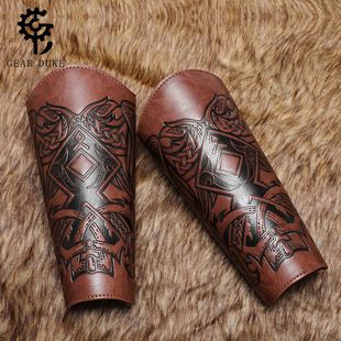 Medeltida vintage präglad handledsstöd COSPLAY scenrekvisita riddare Handskydd tillbehör_voghion.com