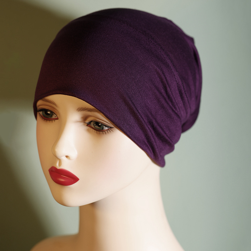 Gorro musulmán de algodón puro de color liso, con base de algodón mercerizado, elástico y transpirable_voghion.com