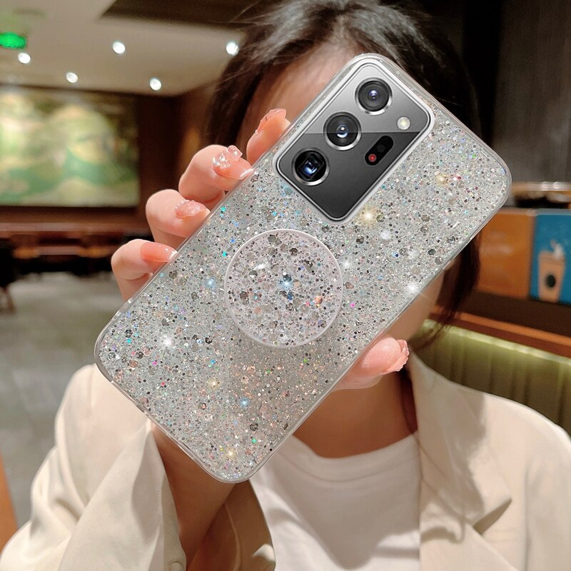 Etui na telefon z błyszczącym brokatem Gypsophila do Samsung Galaxy Note 20 Ultra 10 Plus Pro z miękkiego silikonu_voghion.com