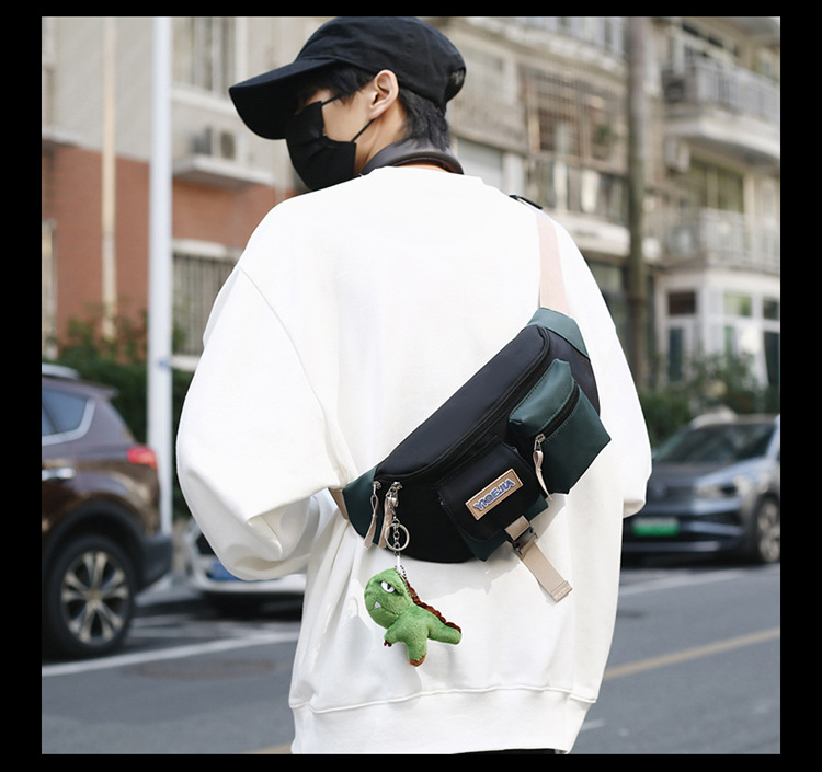 Autumn and winter new men's chest bag, color-blocked fashion student lightweight crossbody bag, Ruiying outdoor sports belt bag_voghion.com