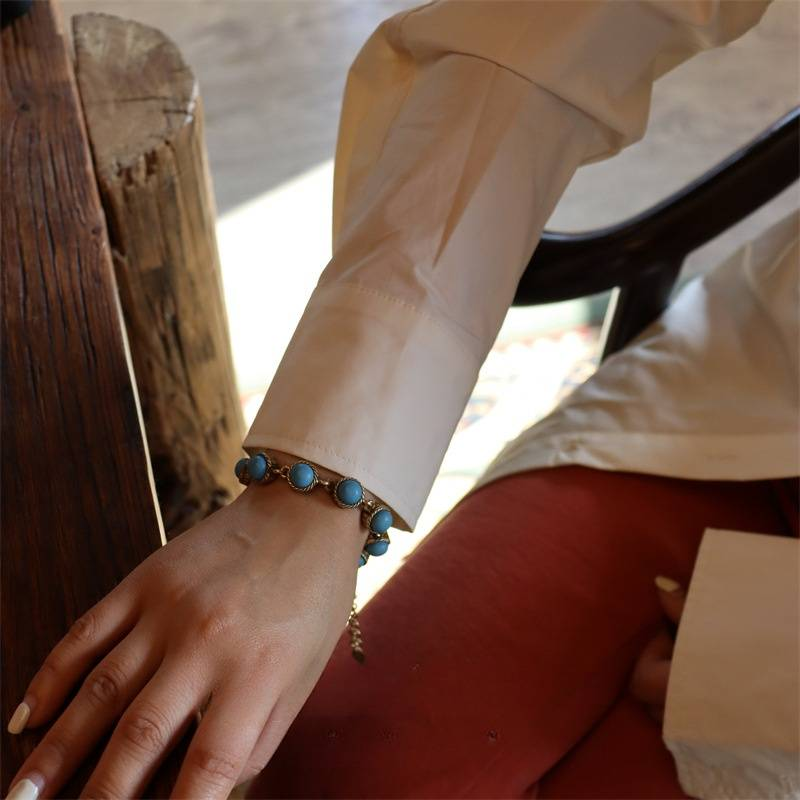 Bracciale collana in stile bohémien, collana da donna turchese medievale_voghion.com