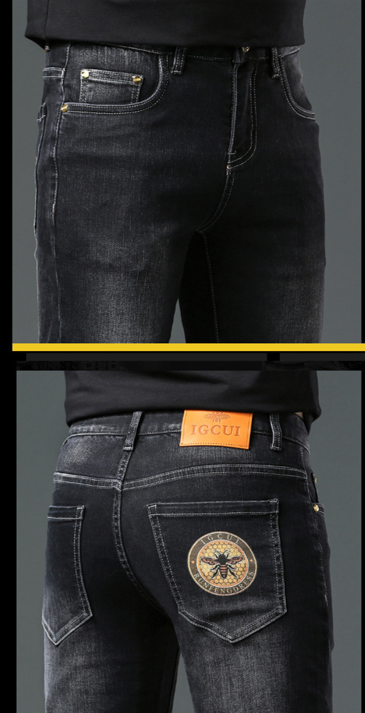 Moška oblačila Čisto nove moške kavbojke visokega cenovnega razreda, elastične, slim fit, majhne ravne kavbojke za prosti čas_voghion.com