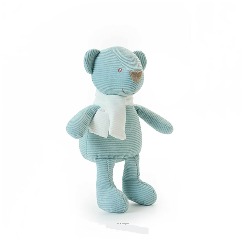Stuffed Plush Animals Doll Soft Life Blue Corduroy Scarf Bear Doll Baby Soothing Plush Toy No Hair Dropping Spot_voghion.com
