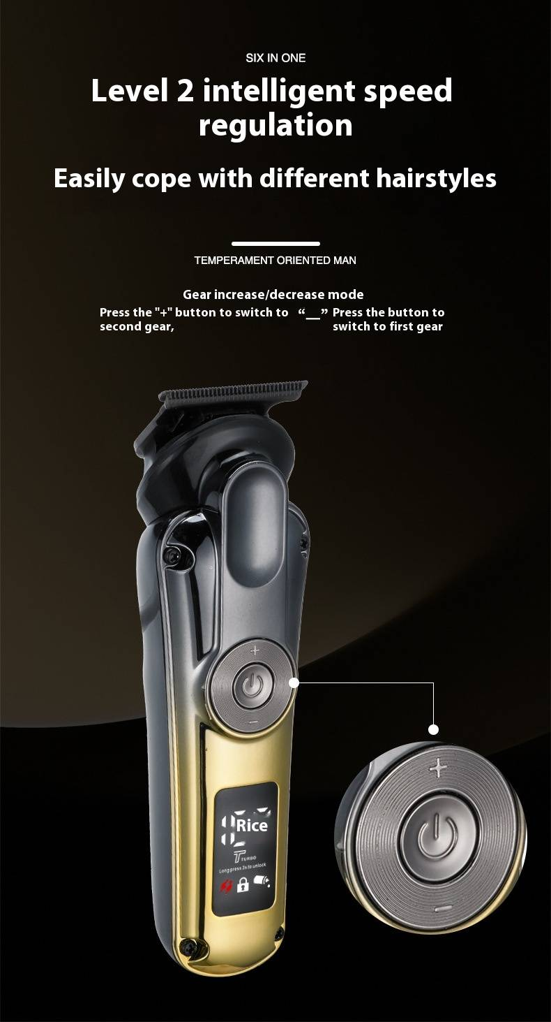 6-in-1 Electric Hair Clipper Kit - Rechargeable Trimmer With LCD Display, Waterproof Design For Beard, Nose Hair & Body Grooming_voghion.com