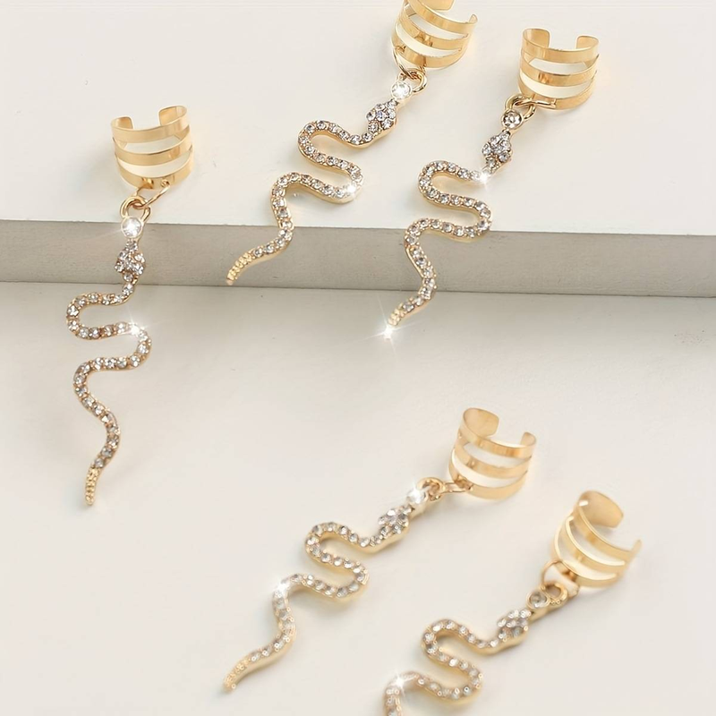 5 pezzi di accessori fai da te per parrucche con dreadlock, i più venduti in Europa e in America, fermagli per capelli con treccia di strass a forma di serpente punk_voghion.com